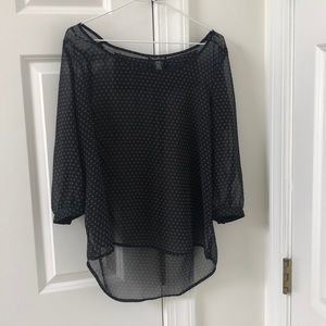 michael brandon black and grey polka dot blouse